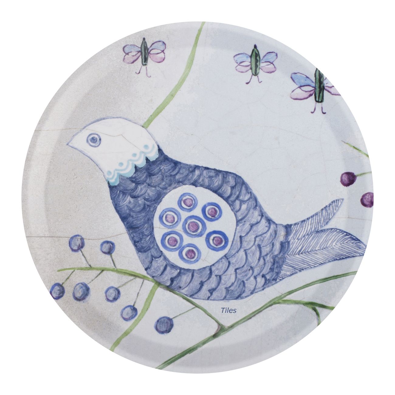 FROQE - TRAY_PLATE_WV - SKU_TRA258REM25 - Remembrance_Tiles-Dove - round_25cm_9.84in - TRADITION by Forbicon - Sweden